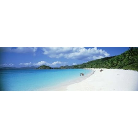 Tourists on the beach Trunk Bay St John US Virgin Islands Poster