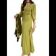 thumbnail image 2 of Vestidos de Cóctel de Sirena para Otoño e Invierno para Mujer, Larga, Escote en V, Ajustados, Maxivestido Fruncido en la Cintura. Amarillo-Verde XL, 2 of 9