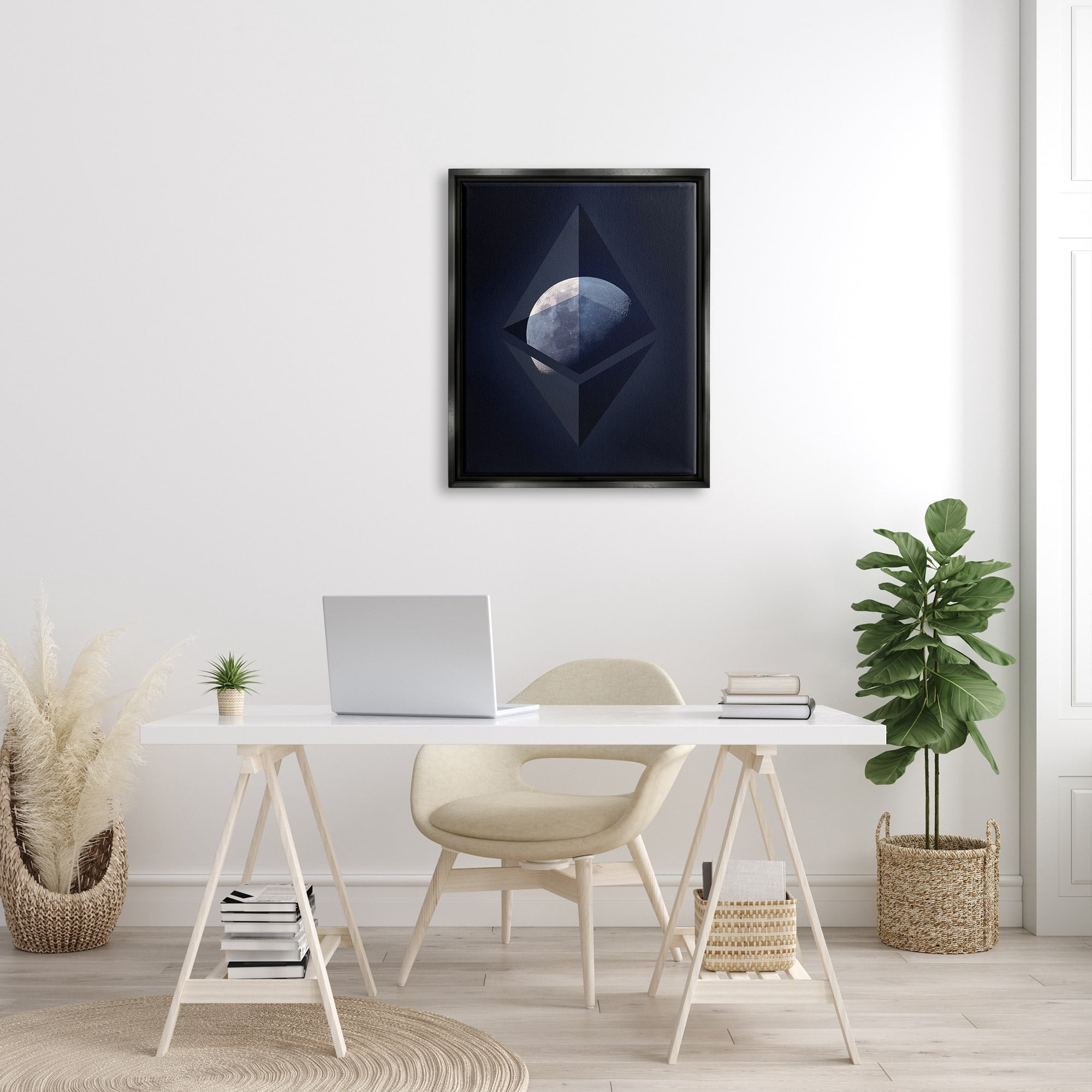 Stupell Industries Ethereum On The Moon Jet Black Framed Floating Canvas Wall Art, 24x30, by Daphne Polselli