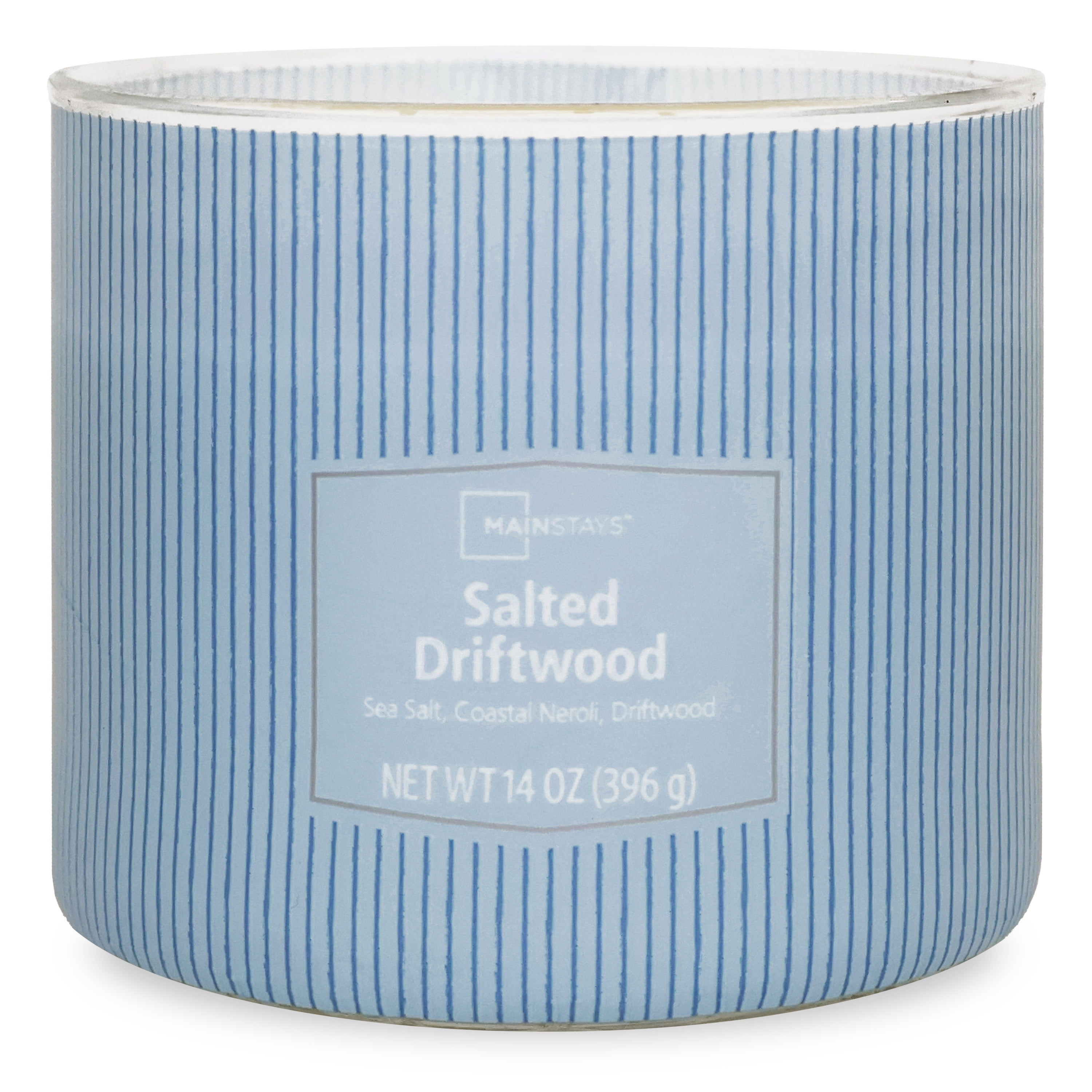 Mainstays 14 oz 3-Wick Textured Wrapped Candle, Salted Driftwood
