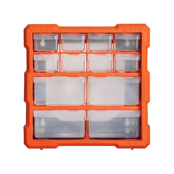 AG BOX Organizador de materiales, 12 gavetas semitransparentes con asa | Compacto y eficiente.