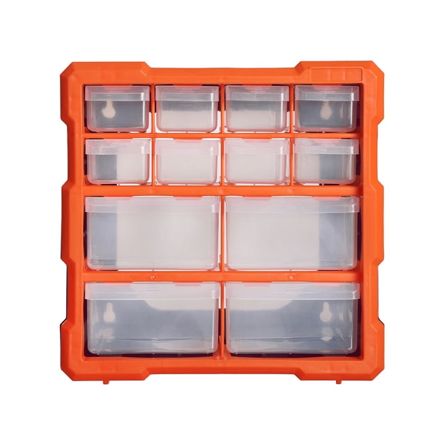 AG BOX Organizador de materiales, 12 gavetas semitransparentes con asa | Compacto y eficiente.