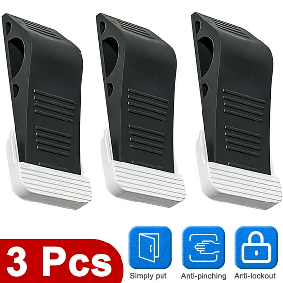 AMERTEER Door Stopper Rubber Doorstop 3 pack Rubber Doorstop Wedges For Home And Office Non Scratching Soft Door Stops Wedges Multi Surface Open Door Holders Black