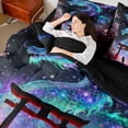 thumbnail image 3 of Metsweet Galaxy Gradient Dragon Twin Bedding 7-Piece, Japanese Samurai Sakura Bedding Comforter Set, Blue Purple Red Black,Black Reversible, 3 of 6