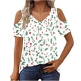 thumbnail image 4 of Nmnitkp Womens Tops Boasting V Neck Cold-Shoulder Design Along With Short Sleeve Tops in Versatile Colors for Off the Shoulder Tops for Women Daily Style & Womens Blouses, 4 of 7