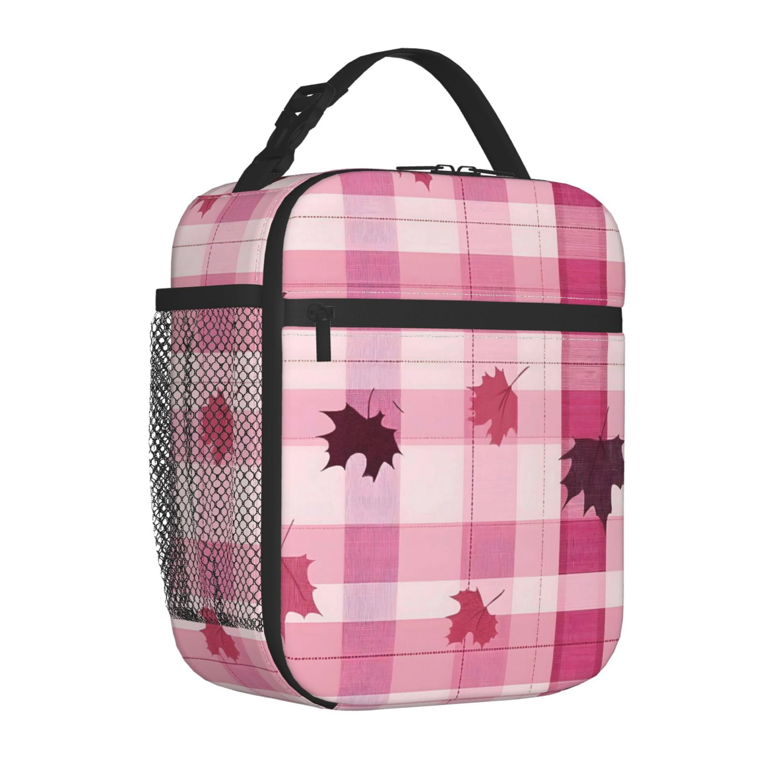 Lunch Bag For Women Men Insulated Portable Lunch Box Bento Box Office Picnic Travel Cooler Bag Plaid Fall Camo Pink_1