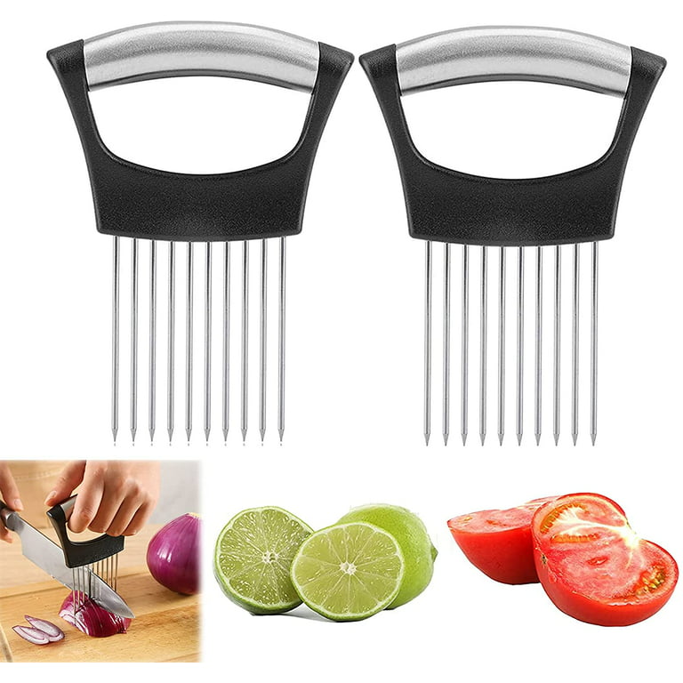  Onion Slicer Chopper - Full Handle Onion Cutter Peeler with  Odor Remover, Onion Holder for Slicing Vegetable, Stainless Steel Cutting  Kitchen Gadgets.: Home & Kitchen