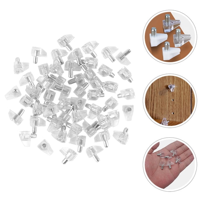 RENACLIPY 100Ud Grandes Soportes Para Estantes De Plástico Color Plata Para Muebles Y Gabinetes Resistentes