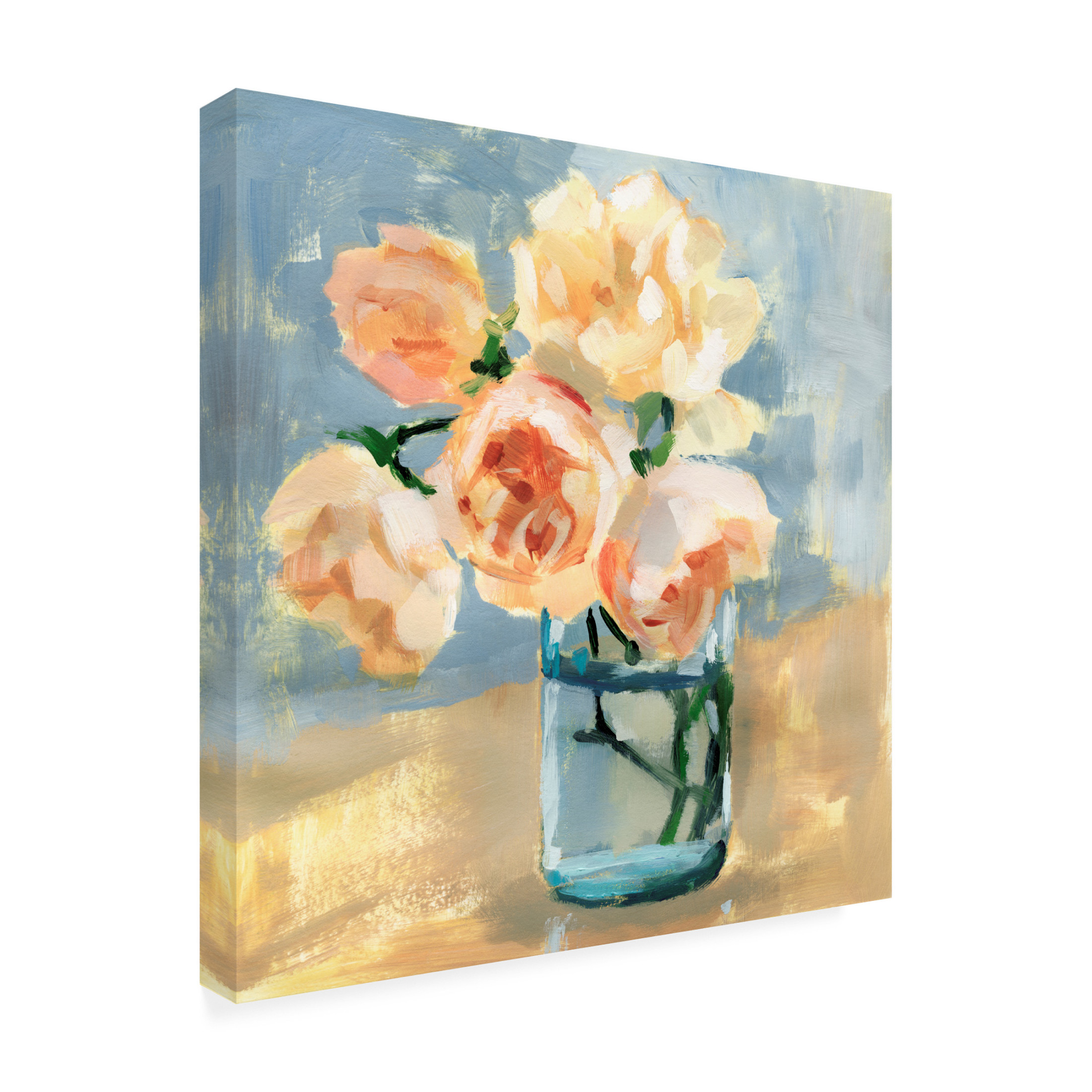 Trademark Fine Art Victoria Barnes  Peonies in Mason Jar I Canvas Wall Art