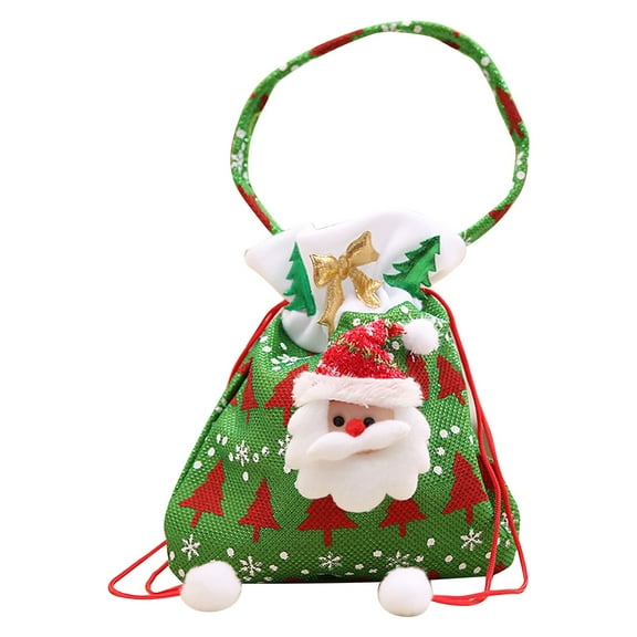 kjfeif Christmas Velvet Santa Bags with Drawstring and Handle,Large Santa Christmas Sack Gift Candy Bags Santa Gift Sack, 9.4 inches