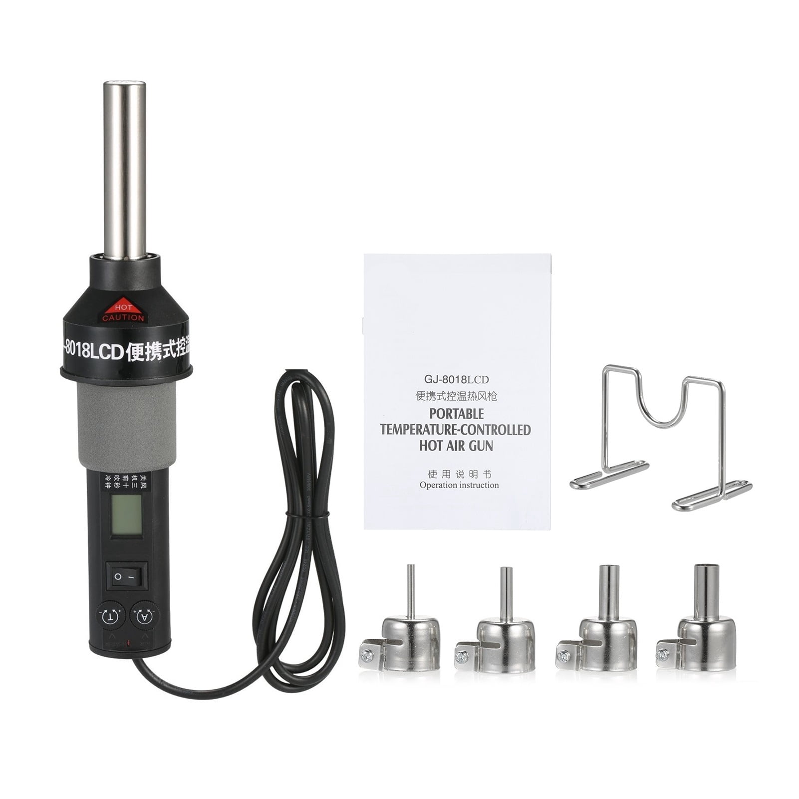 450W Hot  Air Gun Portable Temperature-Controlled 450  Soldering Heat Gun Rework Station SMD with Nozzles for Electronic Wiring ,Variable Temperature