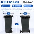 thumbnail image 6 of Plastic Prince 32 Gallon Step-On Large Outdoor Trash Can with Lid and Wheels - Outside Plastic Rolling Garbage Can - Rollout Commercial Heavy-Duty Container Barrel, Gray, 6 of 9