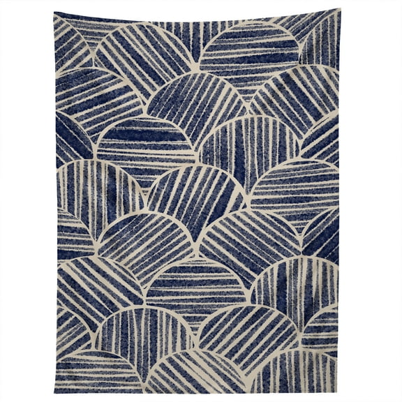 Society6 Alisa Galitsyna Navy Blue Striped Pattern 60" x 80" Tapestry