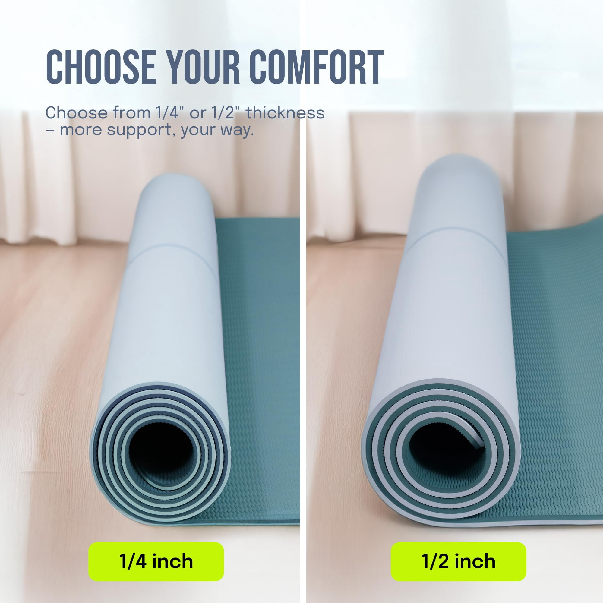 Gogokiwi Large Yoga Mat (6'x4') Extra Wide Workout Mat for Home, Non Slip Fitness & Exercise Mat for Home Gym, Yoga, Pilates, Stretching, and Floor (Baby Blue, Extra Cushion (1/2 inch Thick))