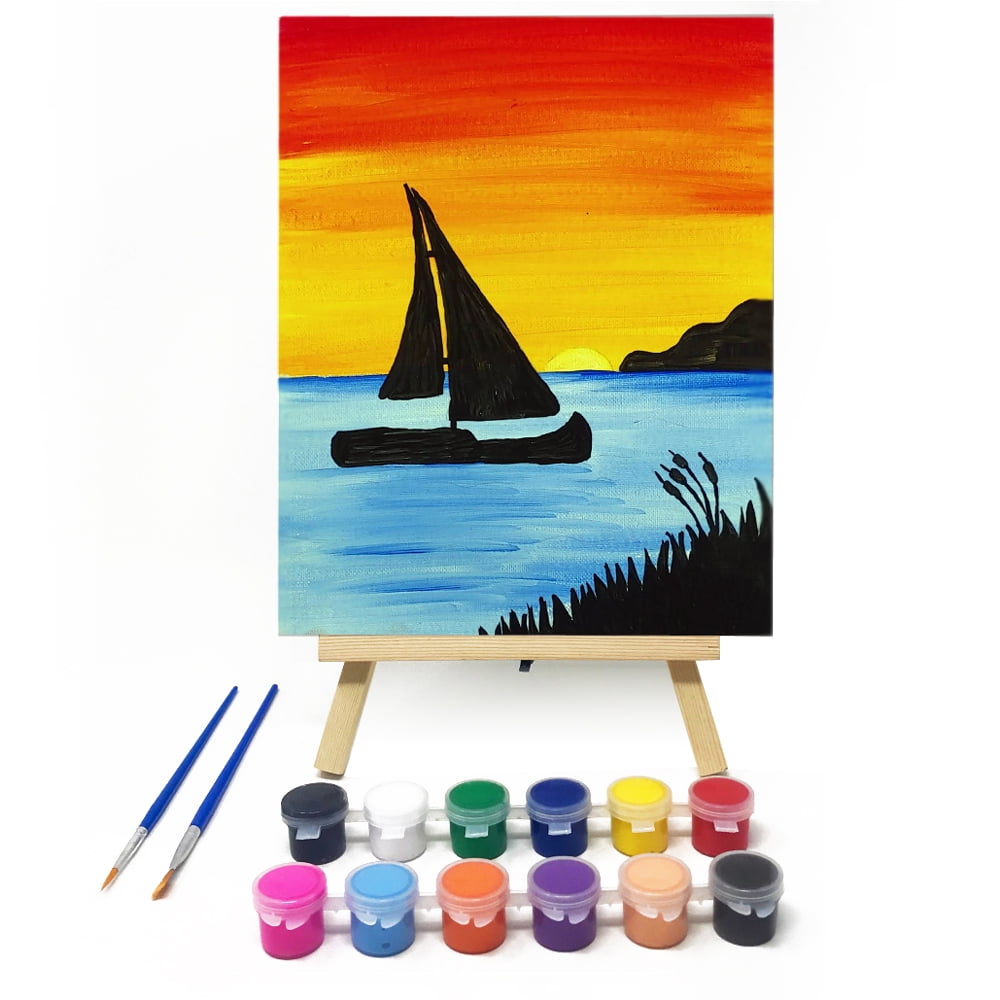 Art Paint Kits with Canvas Board Drawing Includes 12 Color Acrylic
