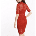thumbnail image 2 of EXPRESS RED STUNNING lace mock neck sheath dress Size 4, 2 of 4