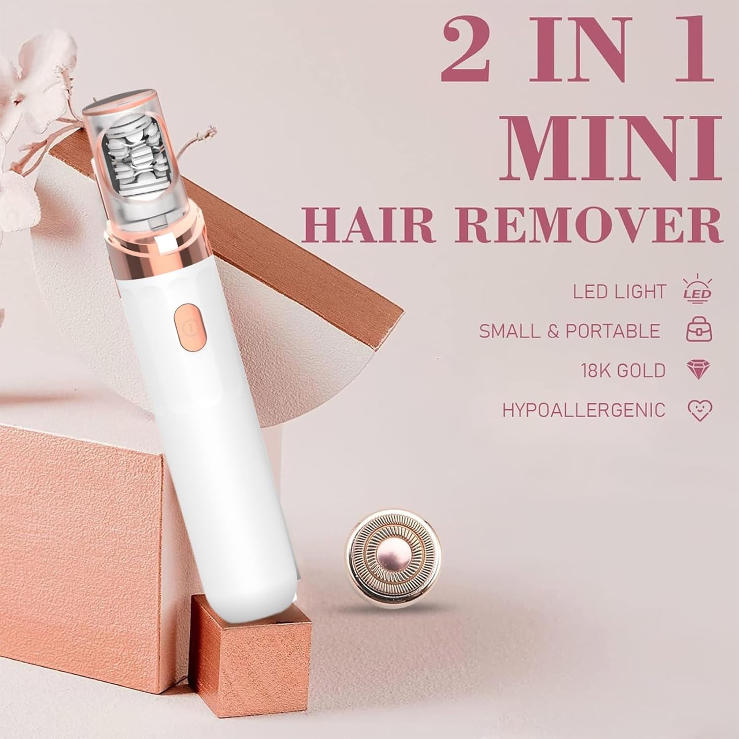 DUHKP Epil 3.0, 2-in-1 Painless Rechargeable Epilator & Shaver Kit for Face, Legs & Bikini, Pink