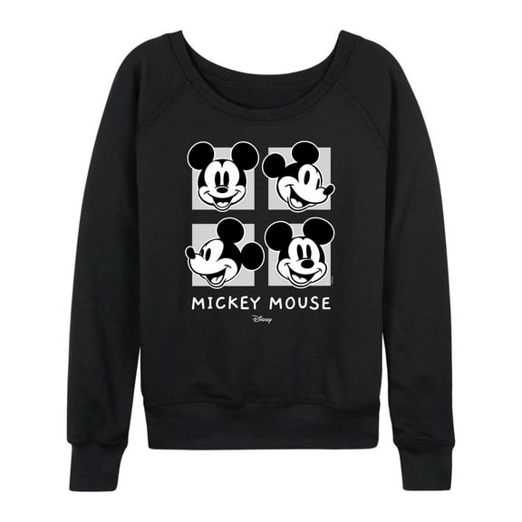 Disney - Mickey & Friends - Mickey Mouse - Black & White Photo Grid - Women's Lightweight French Terry Long Sleeve Shirt