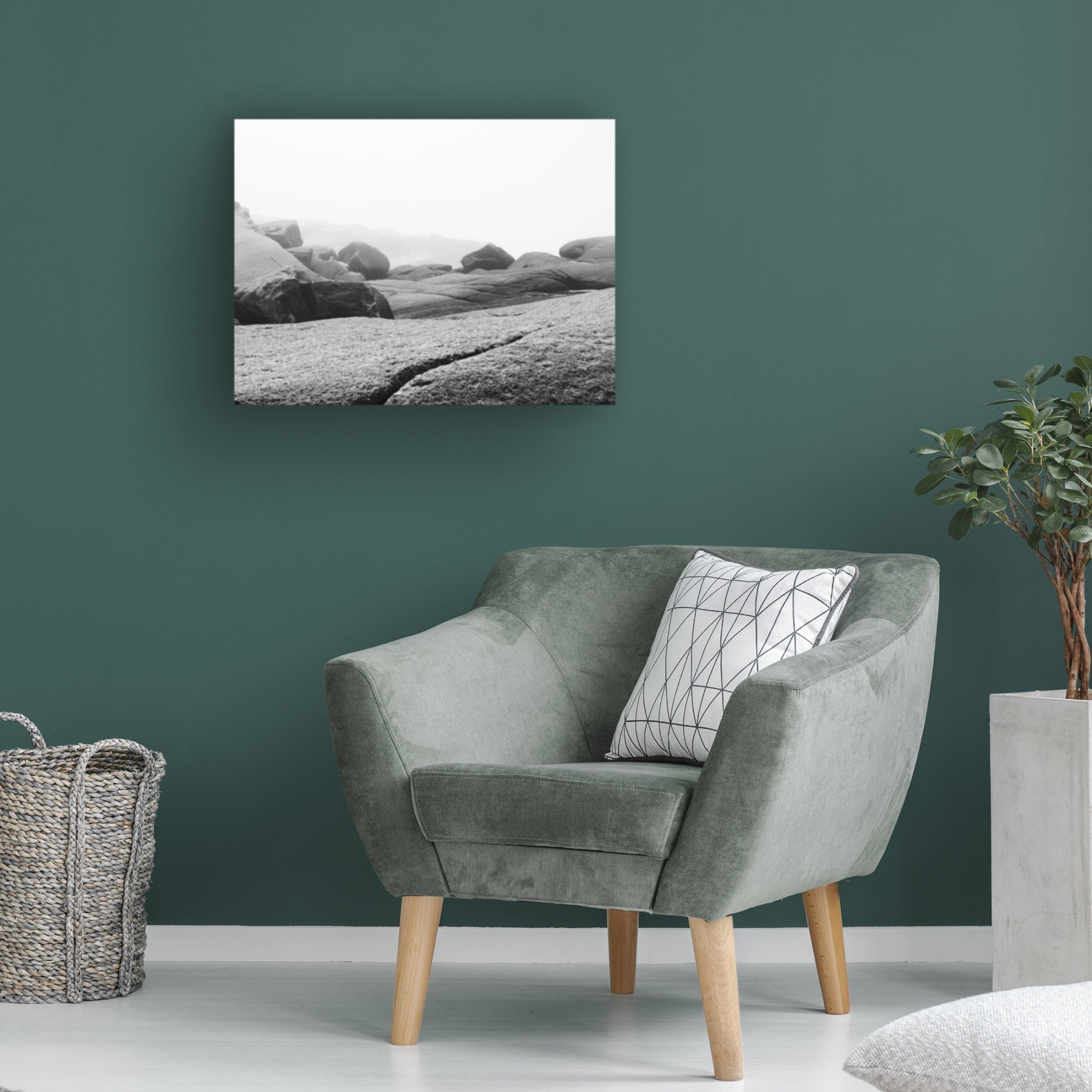 Canvas Wall Art - Clive Branson 'Rocks Peggys Cove B&W' Wall Art for Living Room, Bedroom, or Office Décor by Trademark Fine Art - 24 x 18 Inches