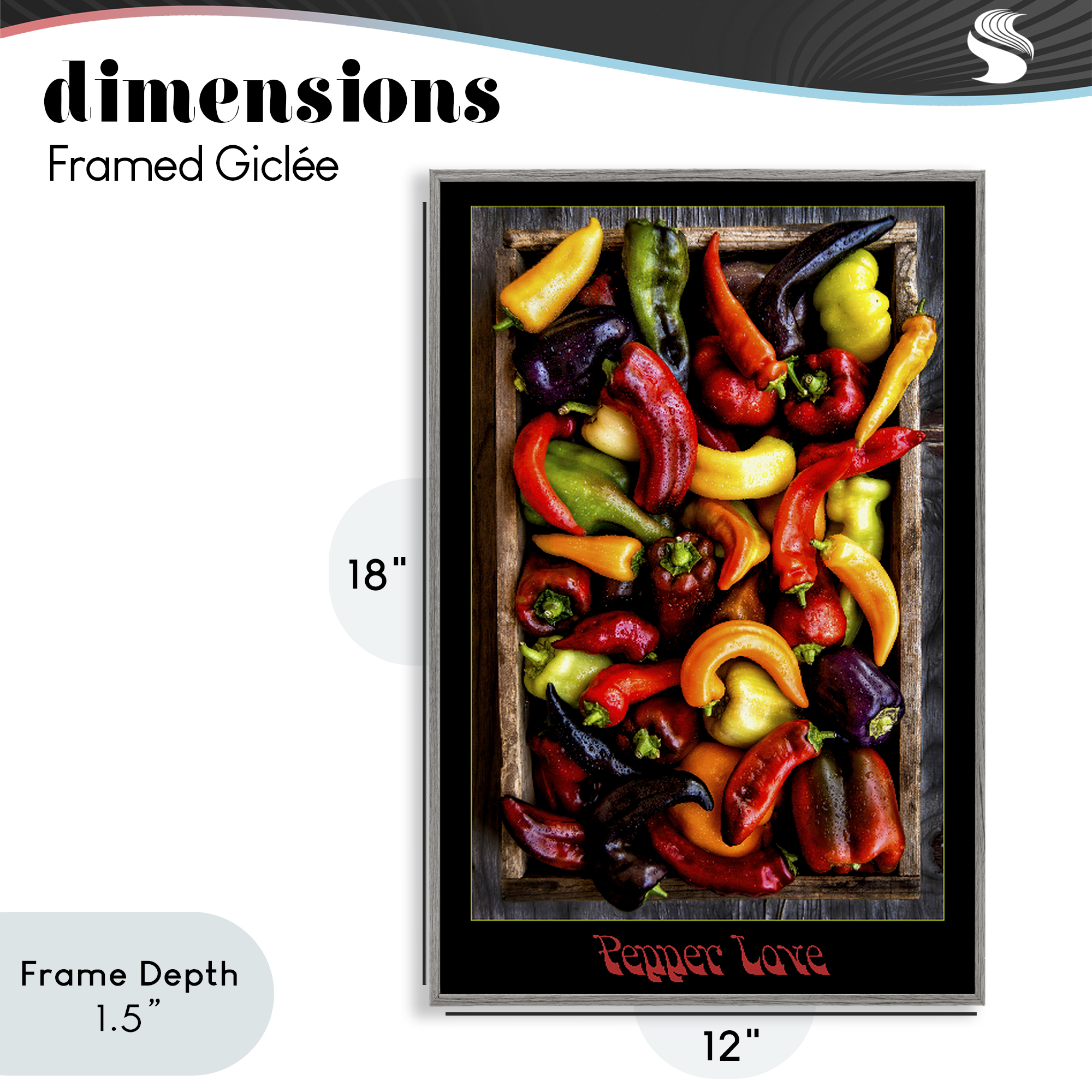 Stupell Industries Pepper Love Vibrant Vegetables Gray Framed Giclee Art, design by Carl Kravats