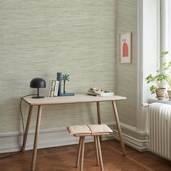 JiffDiff Grasscloth Wallpaper Peel and Stick,17.3"x472" Cream Grassweave Stick on Wallpaper Textured Self Adhesive Wallpaper Contact Paper