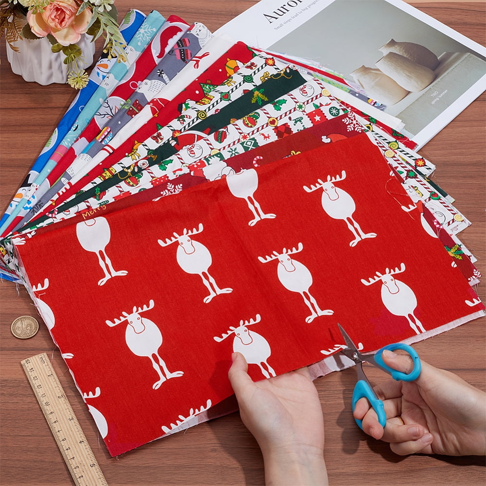 1 Set Christmas Theme Cotton Fabric for Patchwork Sewing Tissue to Patchwork Rectangle Mixed Color 488x390x0.2mm 12pcs/set
