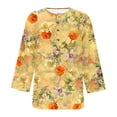 thumbnail image 4 of Tops de Algodón para Mujeres Impreso Botón 3/4 Manga Camiseta Suelta Casual Top para el Hogar Y el Uso Diario, 4 of 4