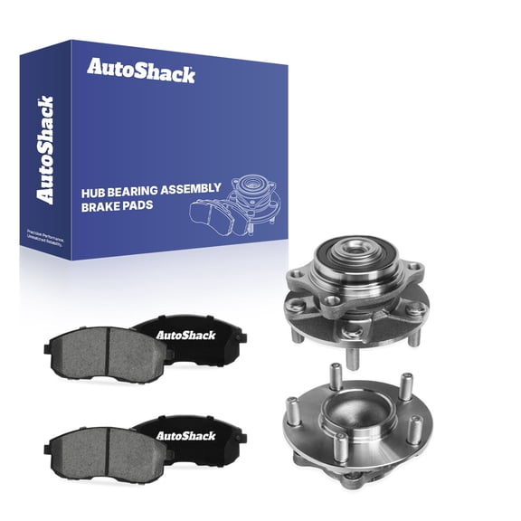 AutoShack Front Ceramic Brake Pads   Wheel Hub Bearing Assemblies with ABS Replacement for 2003-2005 Nissan 350Z 2003-2004 INFINITI G35 6-PC Kit
