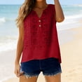 thumbnail image 2 of Embroidered Tank Tops For Women，Embroidered Boho Tops Cotton Linen Vest Casual Blouses V-Neck Embroidered Gauze Tops Loose Causal Sleeveless Bohemian Causal Shir, 2 of 8