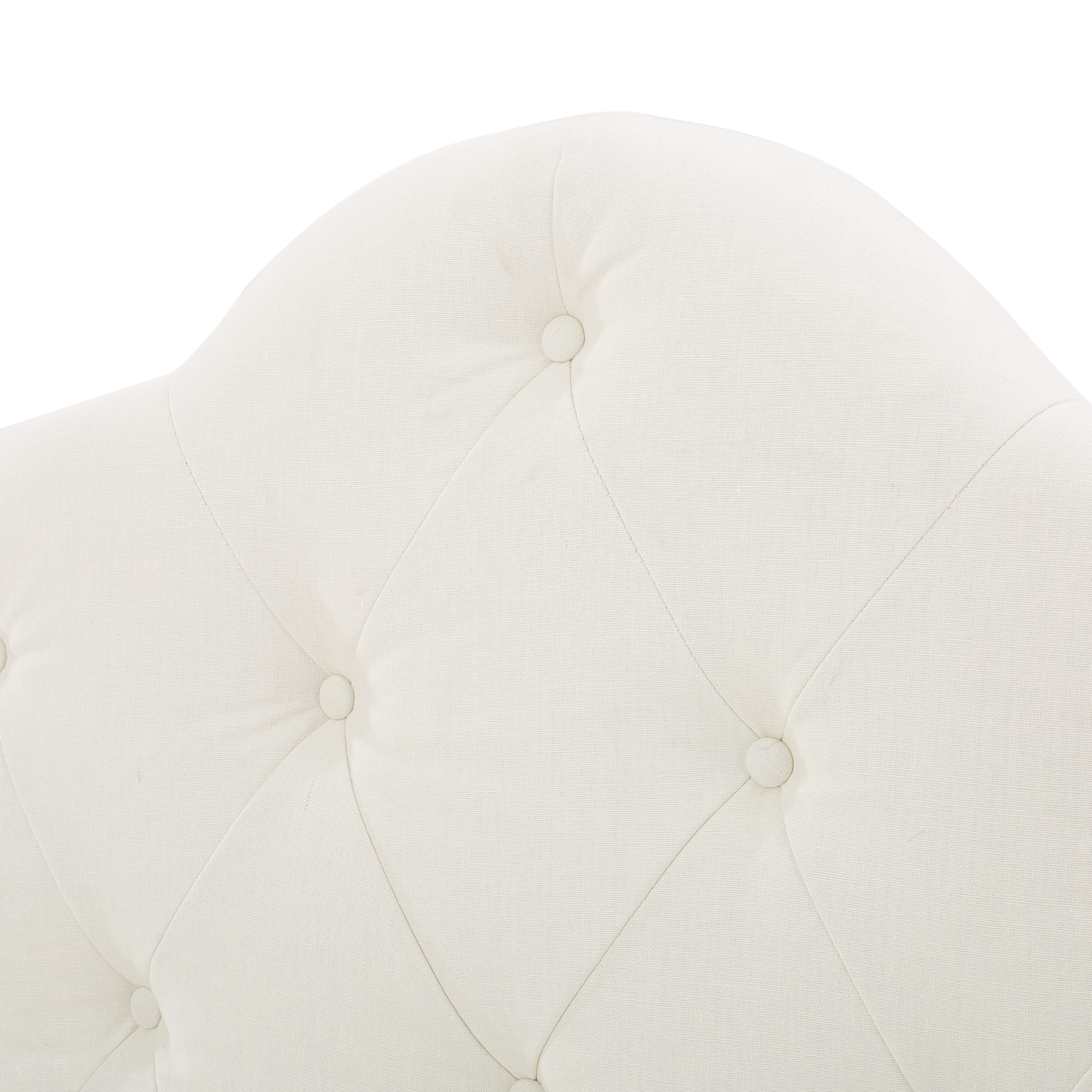 Noble House Farah Queen Tufted Fabric Full Headboard, Ivory