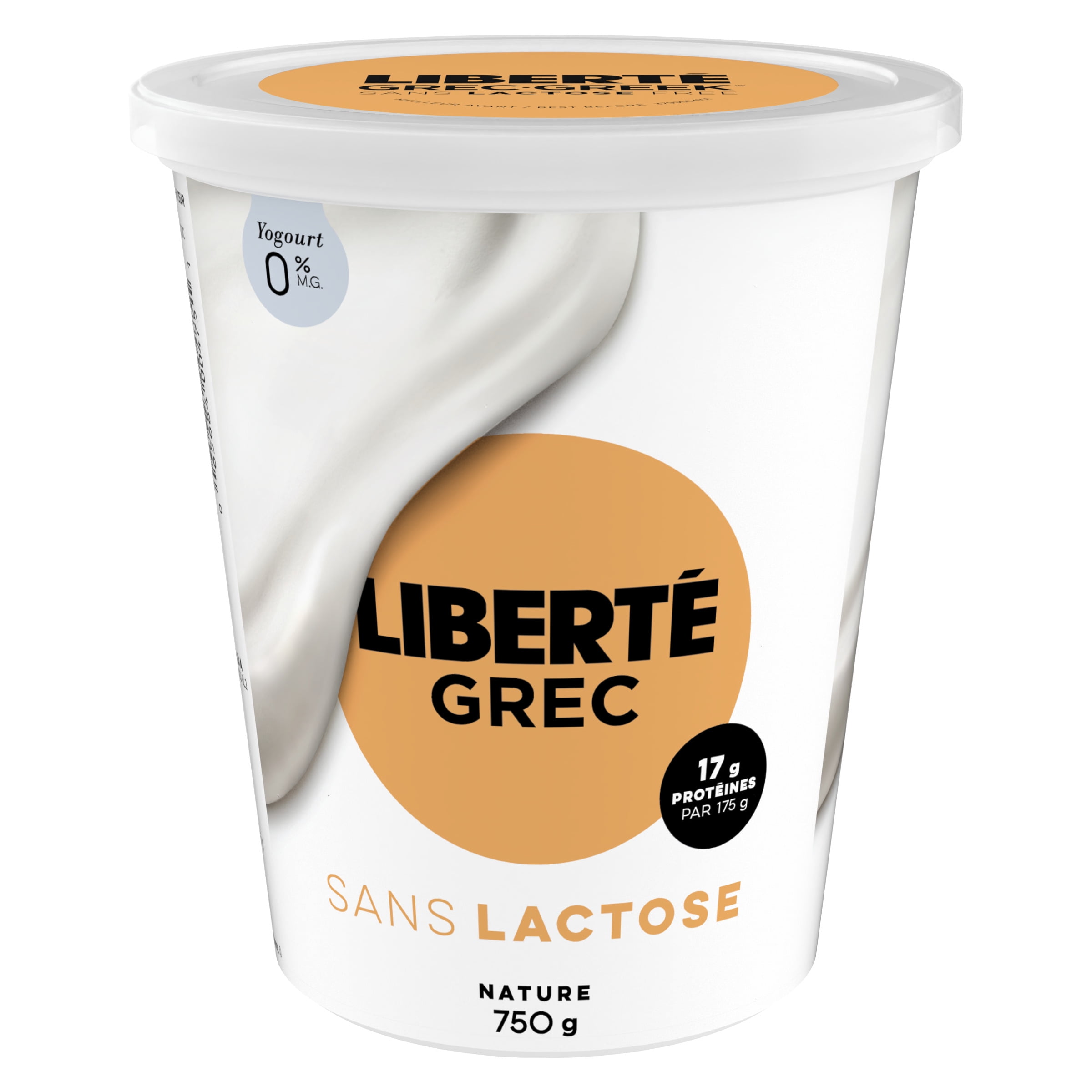 Liberté Greek 0% Lactose Free Yogurt, Plain, High Protein, 750 g, 750 g