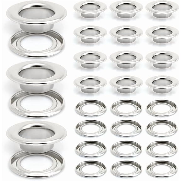 5/8" (16MM) Hole 50 Sets Grommets Eyelets with Washers for Leather, Tarp, Canvas (Silver)