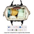thumbnail image 4 of Yusudan Mochila floral para pañales para bebés, niñas, niños, flores, mamá, bolsas de pañales para mujeres (margarita negra), 4 of 5
