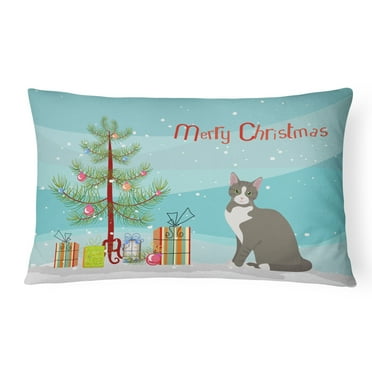 Carolines Treasures CK4749PW1216 Brazilian Shorthair Cat Merry Christmas Canvas Fabric Decorative Pillow, 12H x16W,