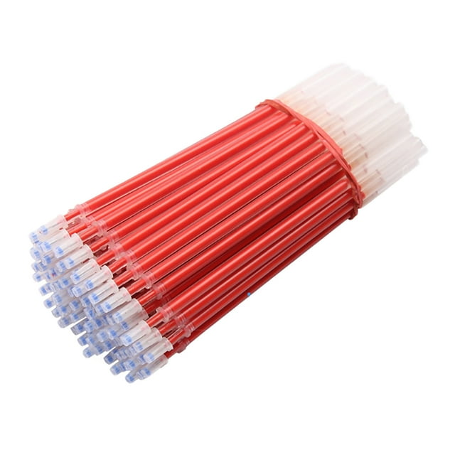 Flmtop 100Pcs 0.5mm Black Blue Red Gel Pen Refills Smooth Writing Office Stationery