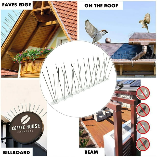 Fiudx España para Pájaros, Cometa Púas Antipalomas, Clavo de Acero Inoxidable Duradero, Base Flexible 360 Grados, Solución para El Control Deves, Ideal para Techos y Chimeneas, Áreas Comerciales y Re