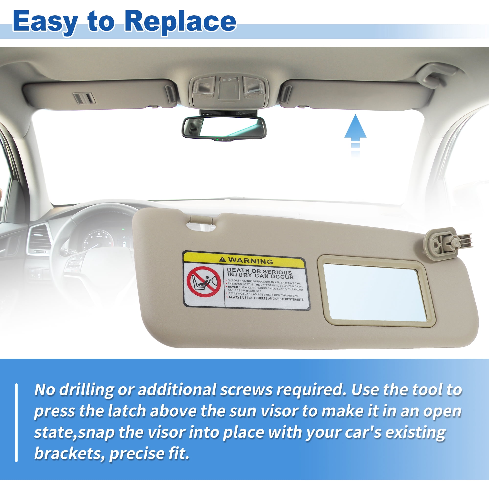 Unique Bargains Right Side Sun Visor Assembly for Hyundai Accent 1E 2011-2015 Beige
