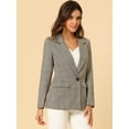 thumbnail image 3 of Blazers para mujer Chaqueta tipo blazer a cuadros con solapa con muesca Boyfriend Café ligero M, 3 of 6
