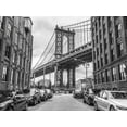 thumbnail image 2 of Frank, Assaf 24x19 White Modern Wood Framed Museum Art Print Titled - Manhattan bridge from a street-New York, 2 of 4