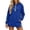 Blue, variant on WAYUTE Hoodies for Women Long Sleeve Drawstring Side Split Hoodie Sweatshirt for Cozy Soft Lined Everyday Solid Color Pullover with Pockets Casual Daily Wear,Blue,2XL