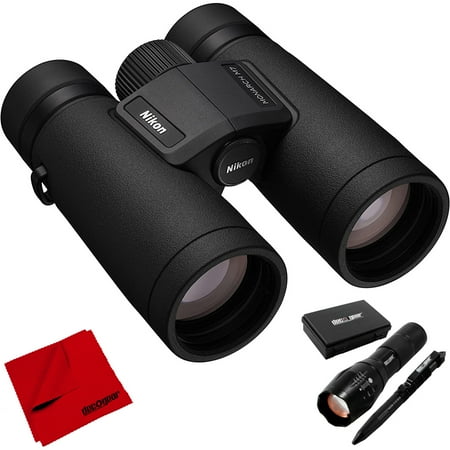 Nikon 16765 Monarch M7 Binoculars 8x42 ED Lenses Water/Fog Proof Bundle with Deco Gear Tactical Flashlight and Tactical Pen Set with Water/Shockproof Case and 6 x 6 inch Microfiber Cleaning Cloth