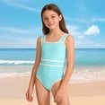thumbnail image 2 of Bosanter Girls Swimsuit One-Piece Bathing Suit Athletic Swimwear Breathable Stylish Swimwear Beach Bathing Suit, Light Blue 13-14Y, 2 of 9