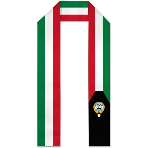 Kuwait Flag Graduation Stole Graduate Shawl Sash Scraf Gift For Abroad Student International Study (Square)