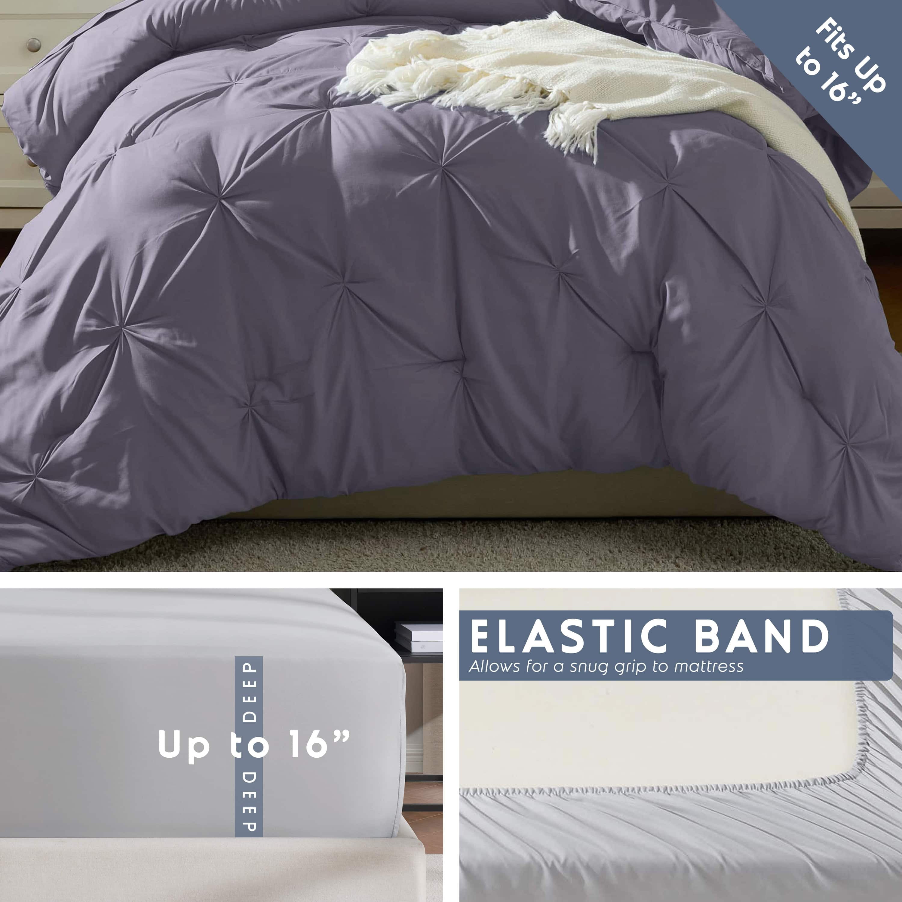LammaLoe Twin Comforter Sets, 5 Piece Bed In A Bag Pintuck Bedding Sets, Sage Green