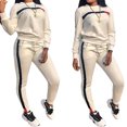 thumbnail image 2 of MintLimit Women's 2 Piece Outfits - Stripe Patchwork Sweatsuits Long Short Sleeve Pullover Sweatshirt Skinny Pants Tracksuit Set, 2 of 3