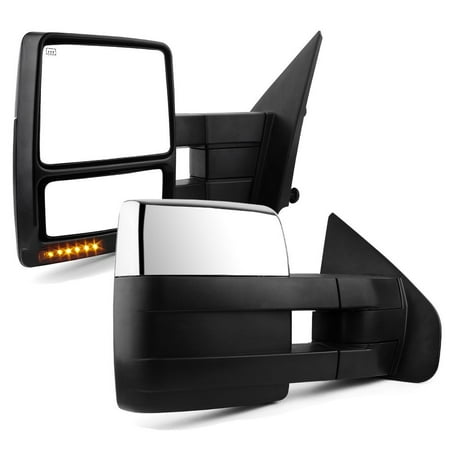 Non Puddle Light - 07-14 Ford F-150 Towing Mirriors Power Heated Led Turn Signal Puddle Lamp Chrome Cover Tow Side Mirrors Pair