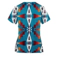 thumbnail image 3 of Snoarin Débardeurs d'Été Grande Taille pour Femmes Mode Manches Courtes Col en V Uniformes de Travail Blouse à Poche Imprimée Uniformes de Travail pour Femmes en Liquidation, 3 of 3