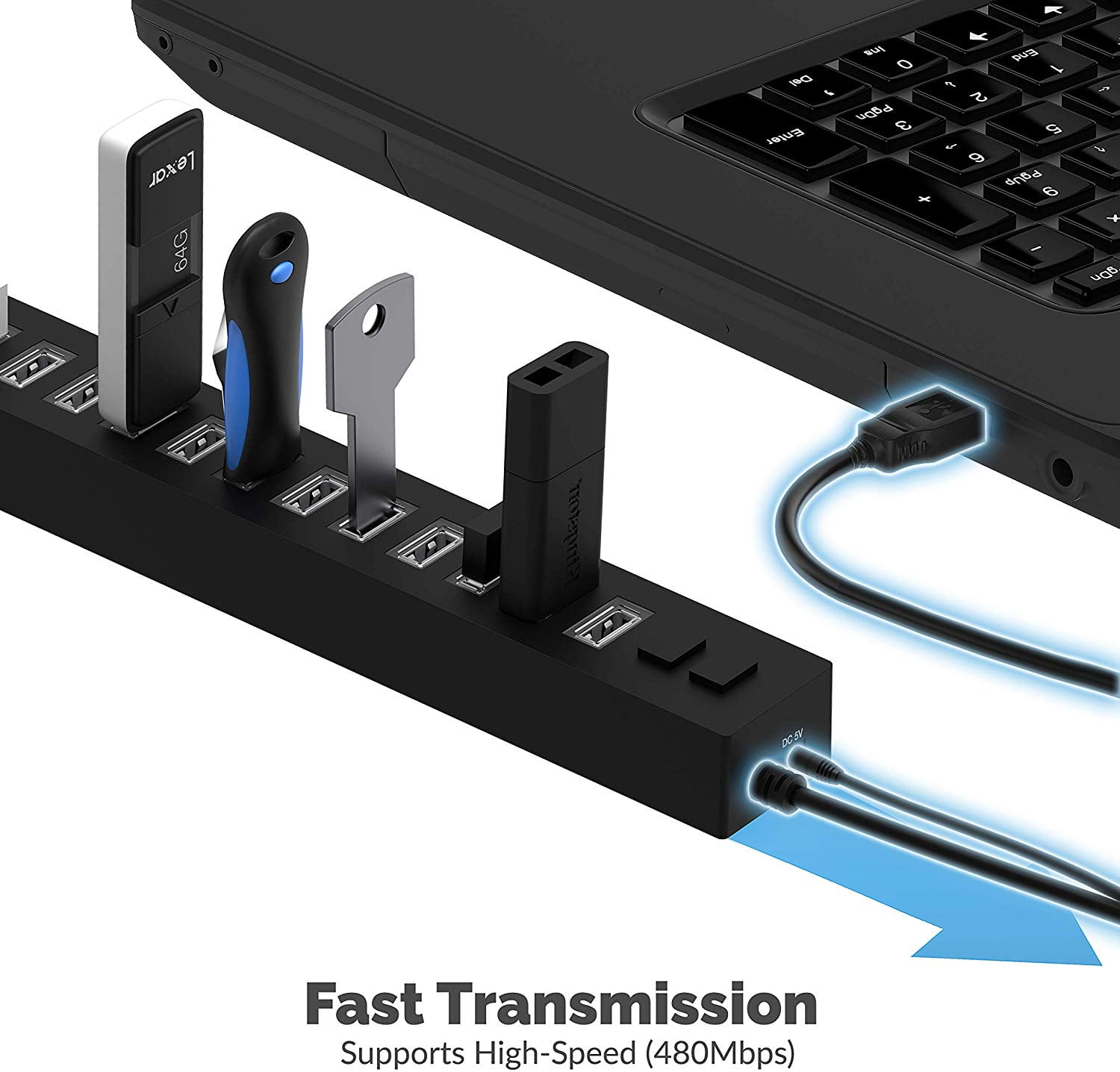 HB-U14P-R Sabrent USB 2.0 13-Port Hub 2 Control Switches with AC Adapter