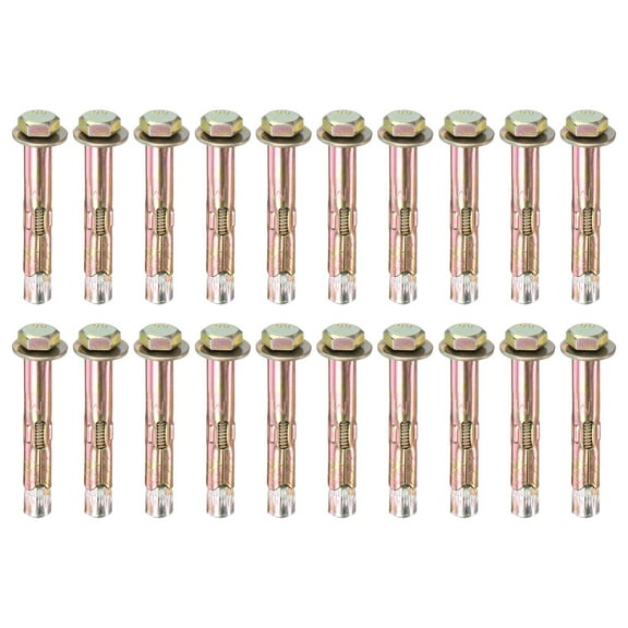 Uxcell 20-Pack M6 x 50mm Colored Galvanized Iron-Carbon Steel External Hex Expansion Bolts for Concrete