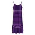 HANSHBDB Purple Tattersall Design 651 Women's Maxi Summer Dress , Loose